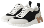HERMES Bouncing Fabric Low top Casual Shoes Women"s Black White