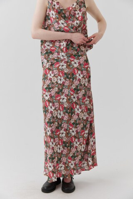 Юбка макси в цветок коричневого цвета