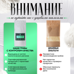 Ежовик гребенчатый, ежевик, lions mane + мицелий, порошок 200 грамм.