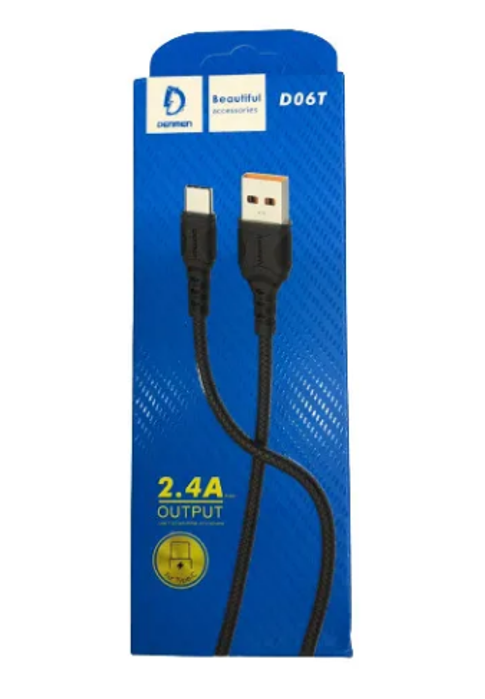 Кабель DENMEN D06T USB-Type-C 2.4A 1м PVC Black