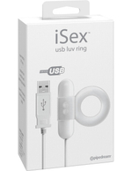 Эрекционное кольцо с клиторальным массажером с сетевым Usb адаптером Luv Ring (Цвет: прозрачный с белым)