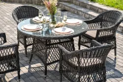 "Дольче" обеденная группа из искусственного ротанга, цвет графит