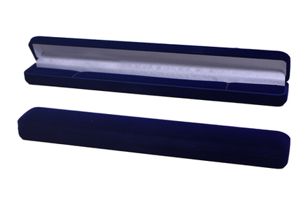 Футляр-пенал под цепочку/часы узкий (темно-синий,бархат)