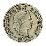 Switzerland, 5 Rappen, 1940 – Libertas Series, VF