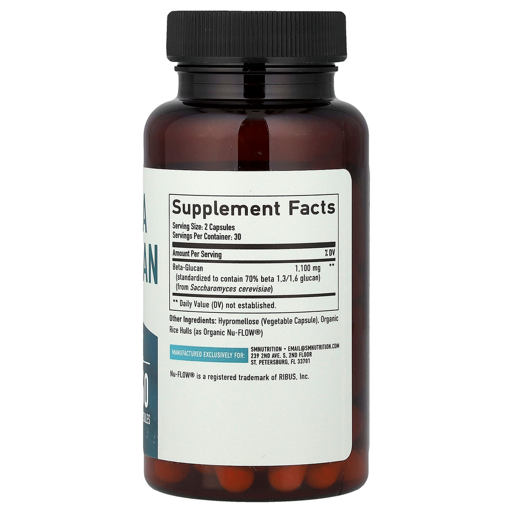 SMNutrition, бета-глюкан, 60 капсул (550 мг в 1 капсуле)