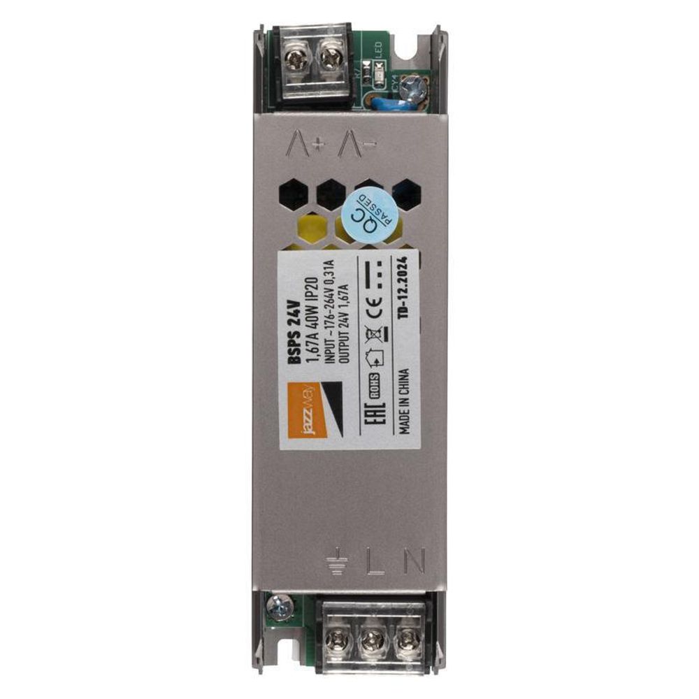 Блок питания для светодиодной ленты 40Вт 1.67А 24В IP20 BSPS метал. Pro JazzWay 5018471 Блок питания для светодиодной ленты 40Вт 1.67А 24В IP20 BSPS метал. Pro JazzWay 5018471