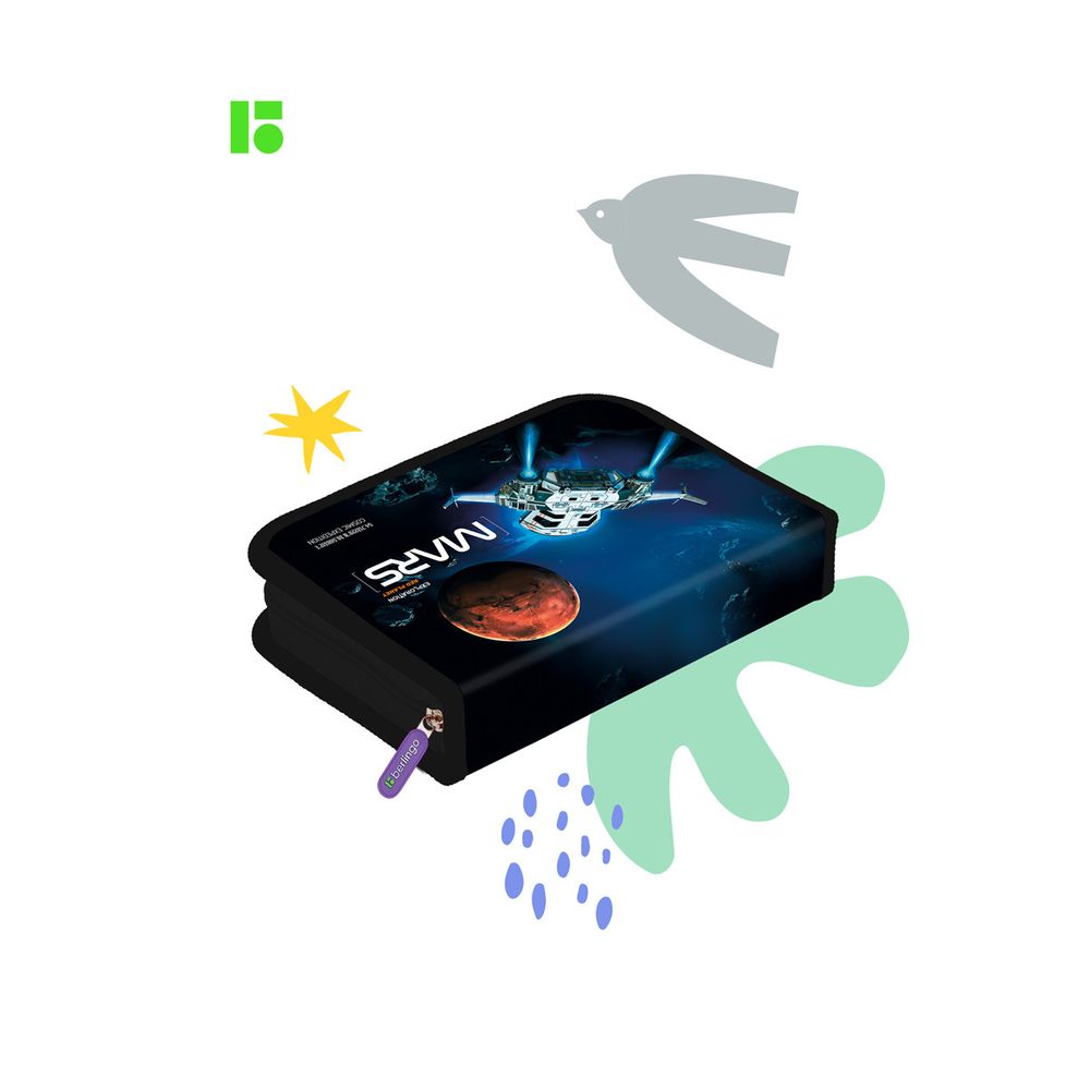 Пенал 1 отделение, 200*140*40 Berlingo "Space world", дополнительная откидная секция, полиэстер