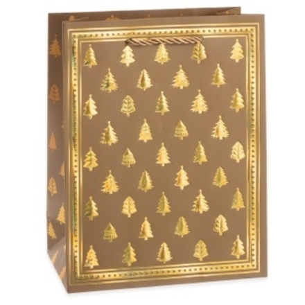 Пакет подарочный Елочный декор Дизайн №1 Золото Металлик 23*18*8 см.
