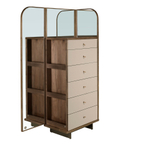 Шифоньер 7206 из кожи, ореха и полированной стали с зеркалом