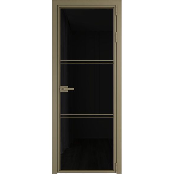 Алюминиевая дверь 3AХ шампань стекло чёрный триплекс