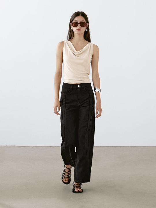 Massimo Dutti Джинсы широкого кроя, черный