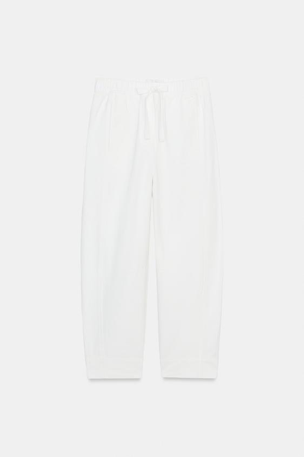 ZARA БРЮКИ С ЭЛАСТИЧНЫМ ПОЯСОМ, БЕЛЫЙ