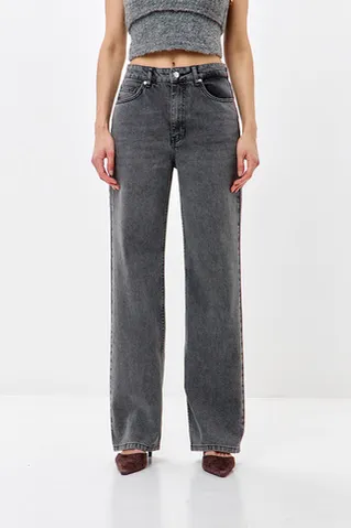 Джинсы wide leg серого цвета