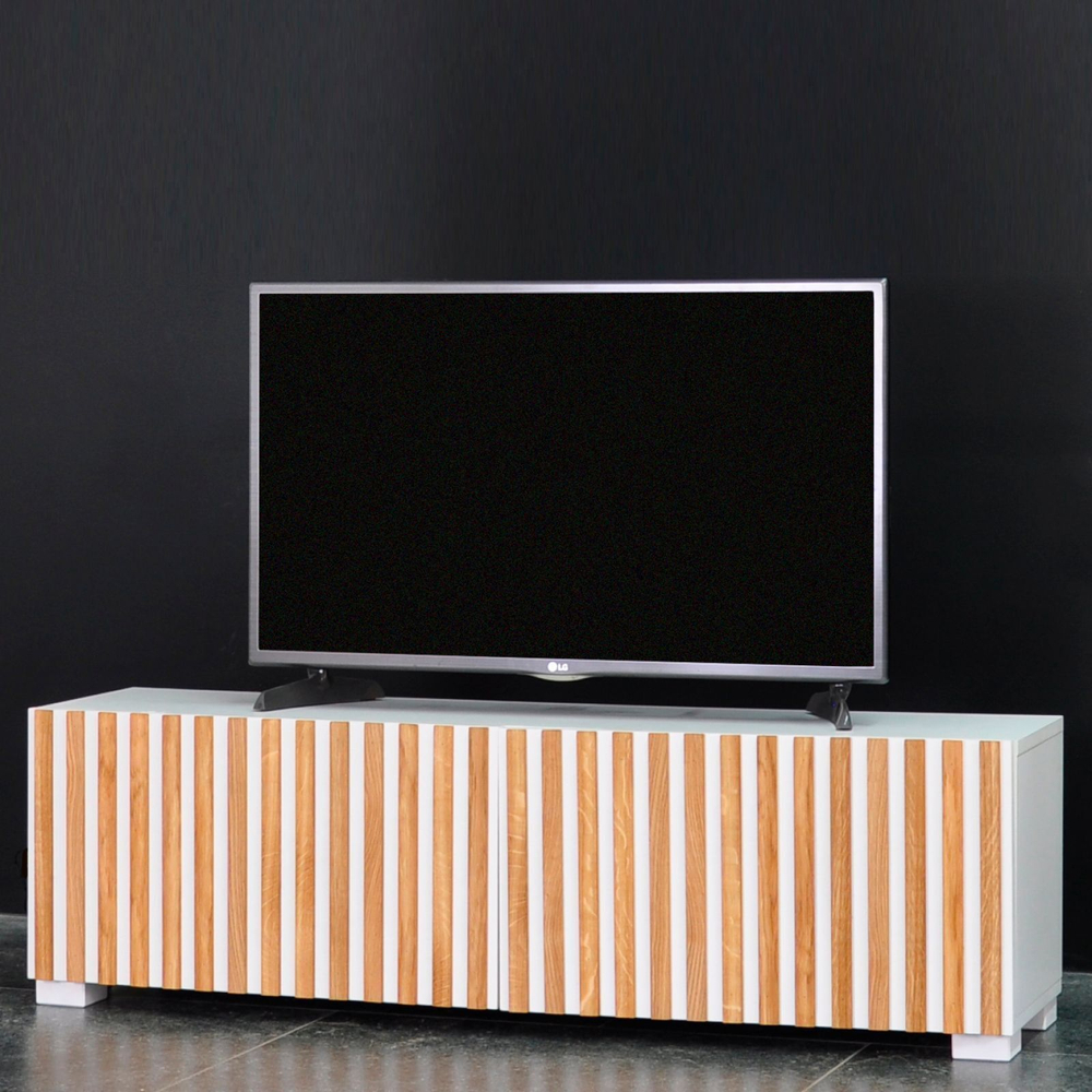 тумба под телевизор, тумба лофт напольная Нью-Йорк с рейками