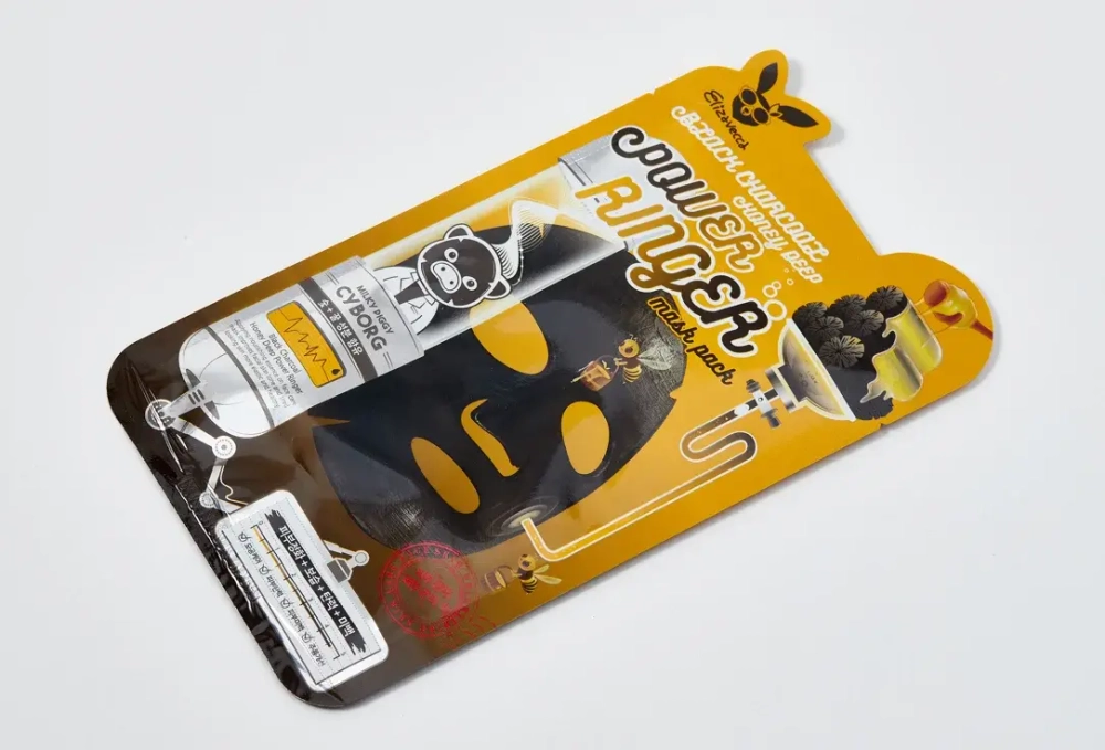 Elizavecca Тканевая маска для лица ДРЕВЕСНЫЙ УГОЛЬ Black Charcoal Honey Deep Power Ringer Mask Pack