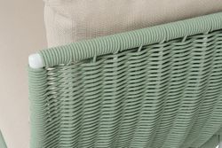 "Фиджи" диван 3-местный плетеный из роупа, каркас алюминий светло-серый (RAL7035) муар, роуп зеленый (4204) круглый tex, ткань Mossle бежевая