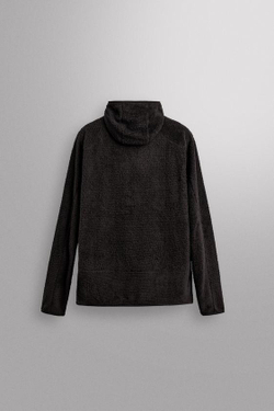 ZARA ФЛИСОВАЯ ТОЛСТОВКА SKI С КАПЮШОНОМ И ТЕКСТУРОЙ, ТЕМНО-КОРИЧНЕВЫЙ