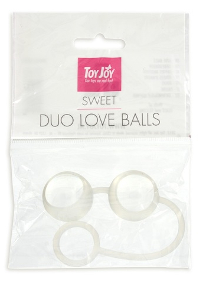 Стеклянные вагинальные шарики Duo Love Dalls на силиконовой сцепке (Цвет: прозрачный)