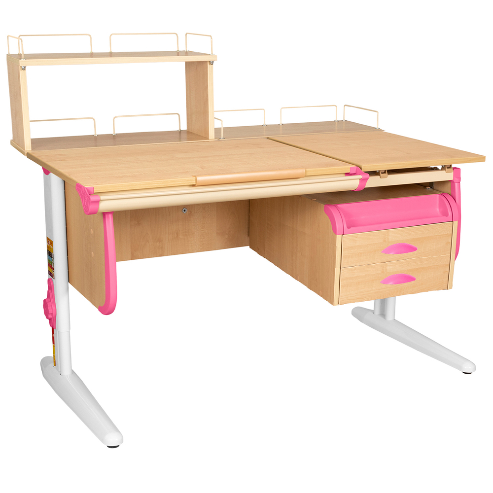 Растущая парта СУТ 25 с задними полками СУТ.15.210 и СУТ.15.240 и навесной тумбой (1200×880 мм)