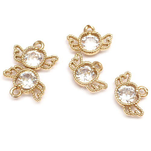 Подвеска с фианитом "Крылья" 12х8 мм, позолота