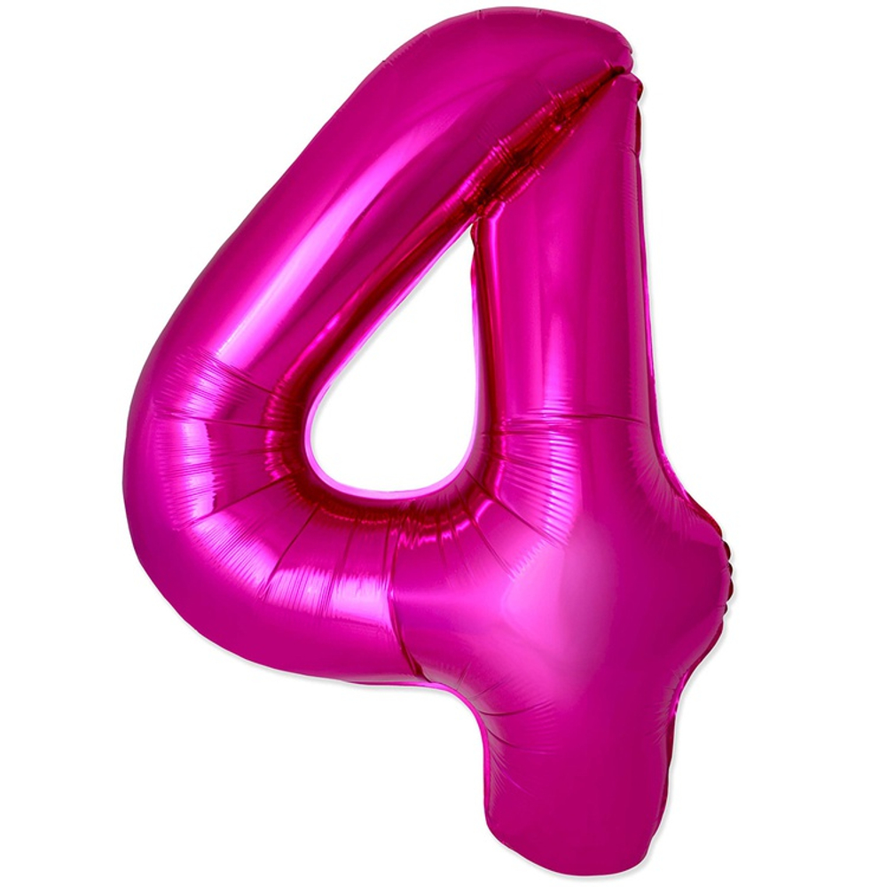 Шар фольгированный Цифра 4 101 см (Фуксия)