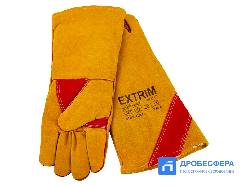 Перчатки пескоструйщика (кожа), оранжевые, утепление арт. EXT orange winter