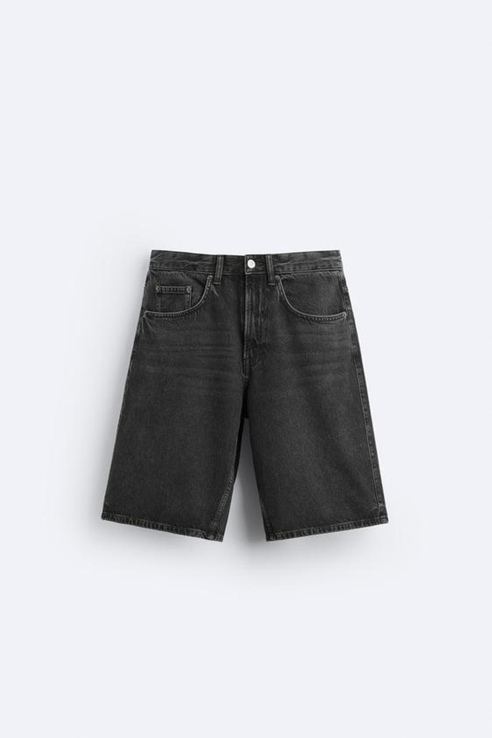 ZARA ДЖИНСОВЫЕ ШОРТЫ BAGGY-FIT, ЧЕРНЫЙ