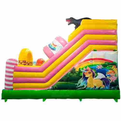 Детский надувной батут-горка «Динолэнд» с прямым скатом 6*5*6 м