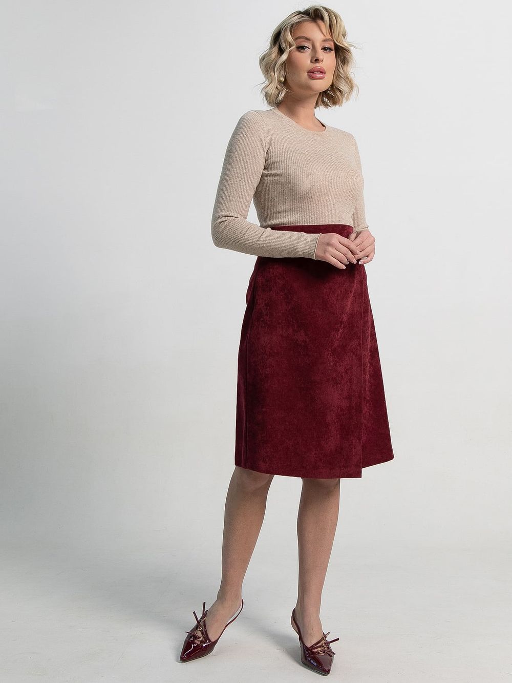 Юбка вельветовая Эрис (бургунди) Ю15193-25М LT Collection