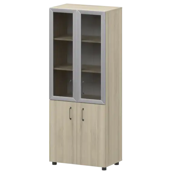 Стеллаж комбинированный с стеклянными фасадами в алюминиевой раме К-934,К-942,К-945,КФ-942,КФ-945 720x420x2000 Приоритет