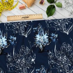 Ткань габардин белые воздушные растения