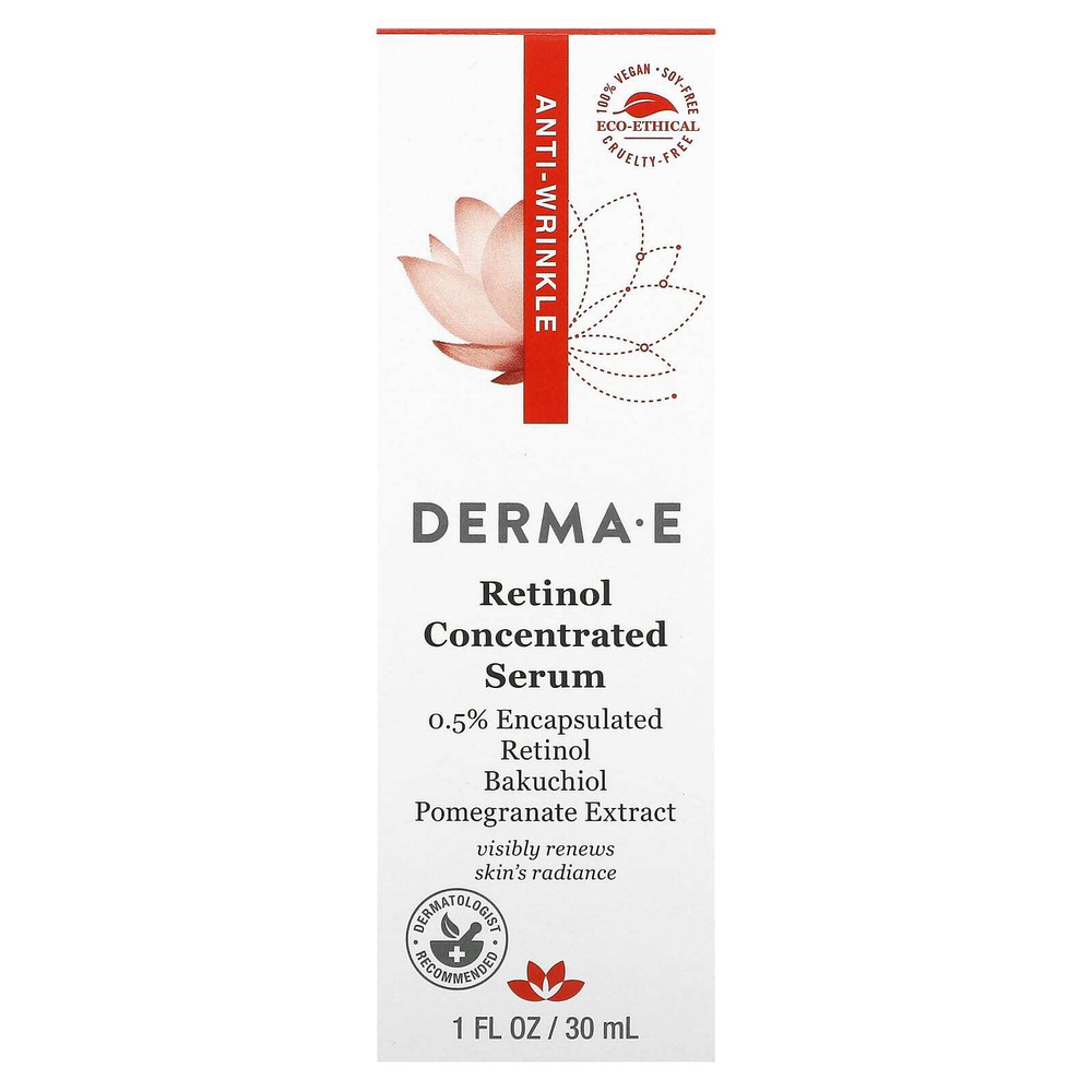 DERMA E, Против морщин, концентрированная сыворотка с ретинолом, 30 мл (1 жидк. унц.)
