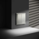 Выключатель встраиваемый VOLTUM S70 двухклавишный с подсветкой 10А, (сталь)