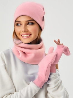 Комплект с начесом: снуд, варежки, шапка