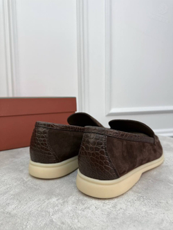 Лоферы Loro Piana Summer Walk со вставками кожи крокодила