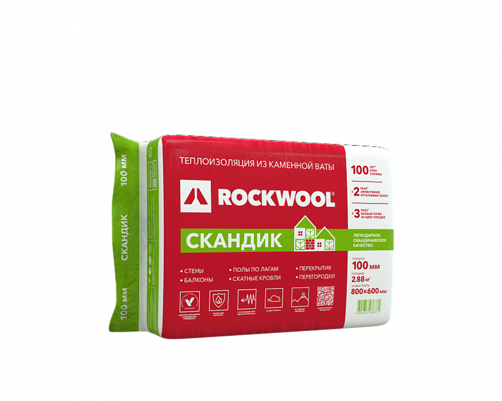 Утеплитель Роквул (ROCKWOOL) Скандик 800x600x50/100