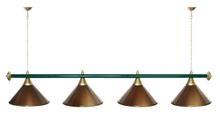 Лампа STARTBILLIARDS 4 пл. (плафоны синие,штанга синяя,фурнитура золото)