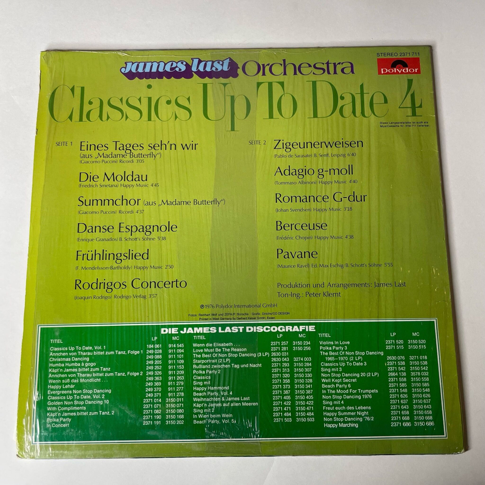 Винтажная виниловая пластинка LP James Last Orchestra Джеймс Ласт Classics Up To Date Vol. 4 (Music For Dreaming) (Германия 1976)