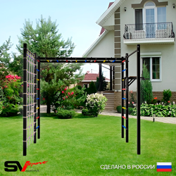 Уличная шведская стенка Sv Sport рукоход с комплектом турник прямой 2шт У5456 (Брусья/Сетка)