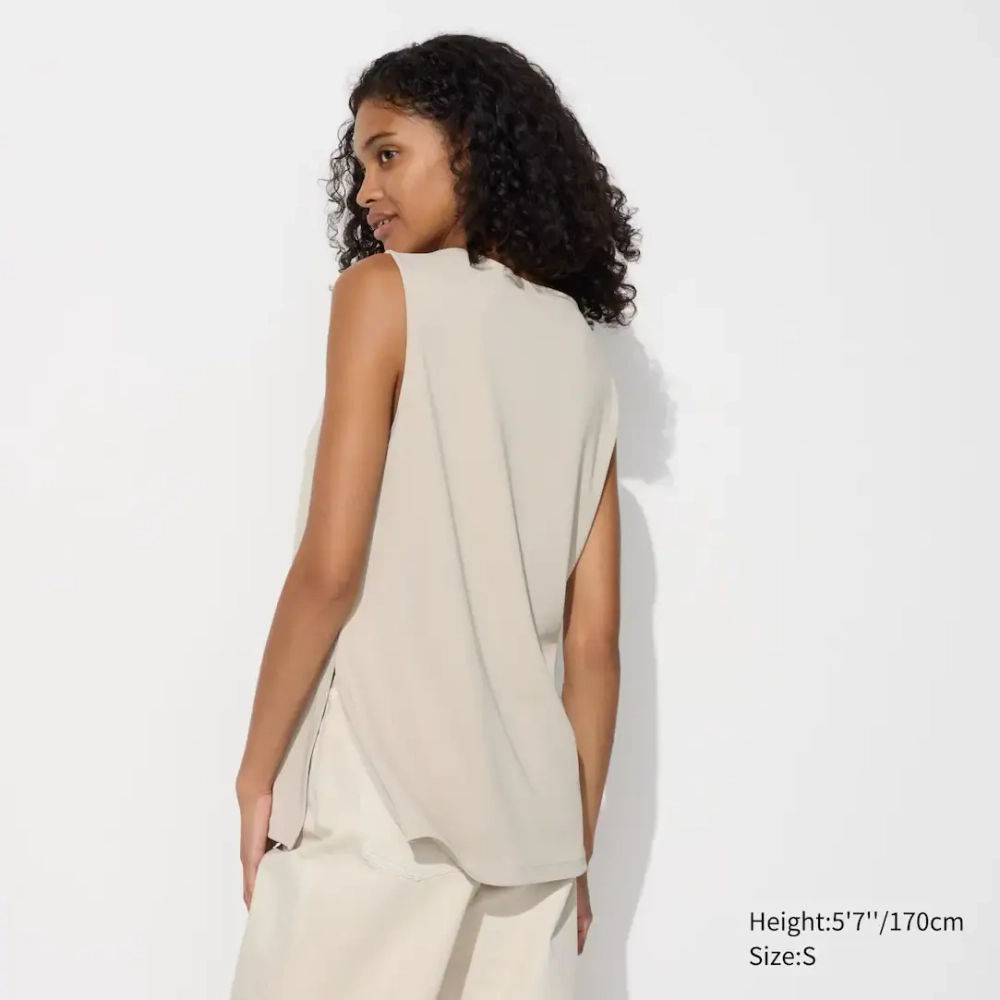 UNIQLO ТОП БЕЗ РУКАВОВ, НАТУРАЛЬНЫЙ