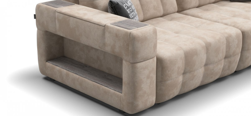 Диван BOSS.XO MAX Велюр Alkantara пепел / WOOD Rock