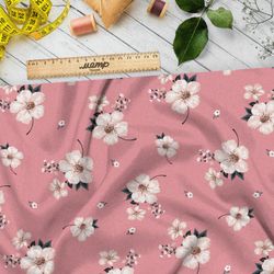 Ткань кулирная гладь цветы вишни