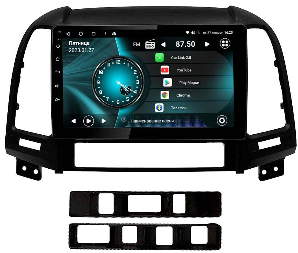 Магнитола для Hyundai Santa Fe 2006-2012 (рамка черная) - Vaycar VA23-0008 на Android 13, 8-ядер, 4G SIM-слот