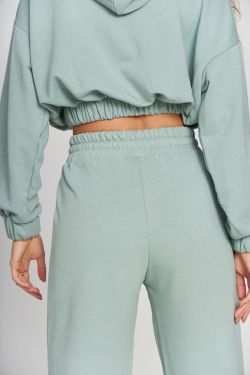Брюки клеш из футера в цвете холодная мята