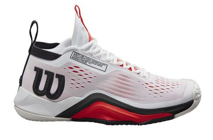 Мужские кроссовки теннисные Wilson Rush Pro Tour MID - white/black/poppy red