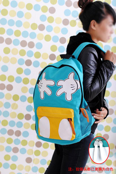 Рюкзак детский с контрастным карманом на молнии и принтами