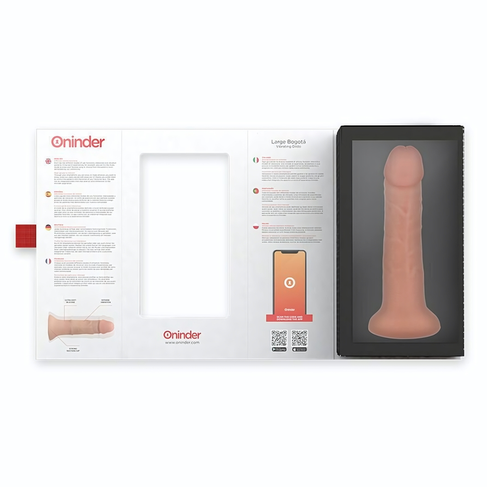 Телесный реалистичный вибратор с управлением через приложение - 22 см.