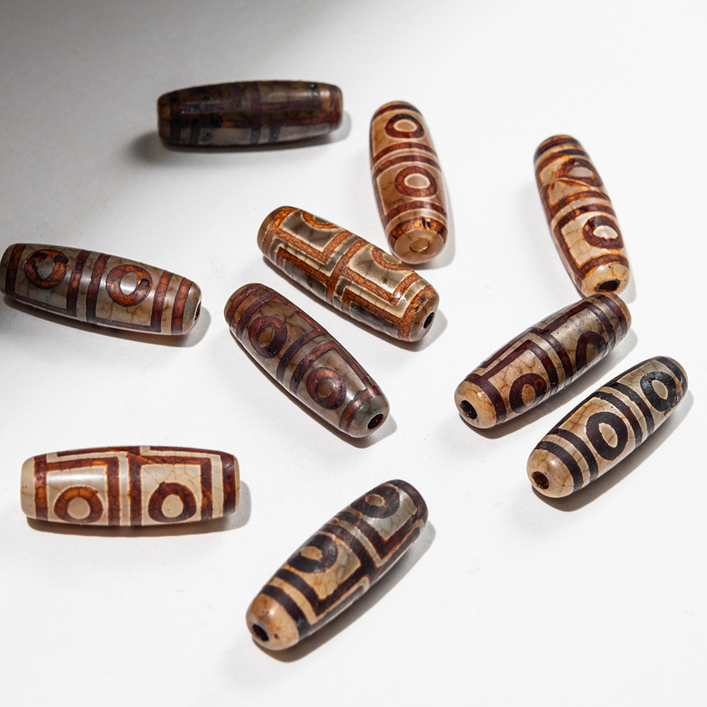 Бусина Дзи "Четыре глаза" из агата, 29*10,5мм, коричневый