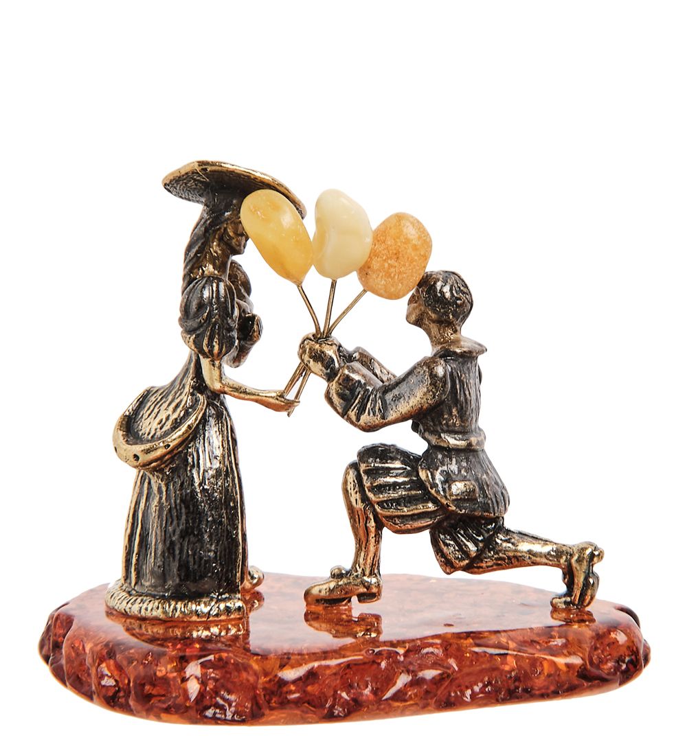Народные промыслы AM- 237 Фигурка «Влюбленные» (латунь, янтарь)