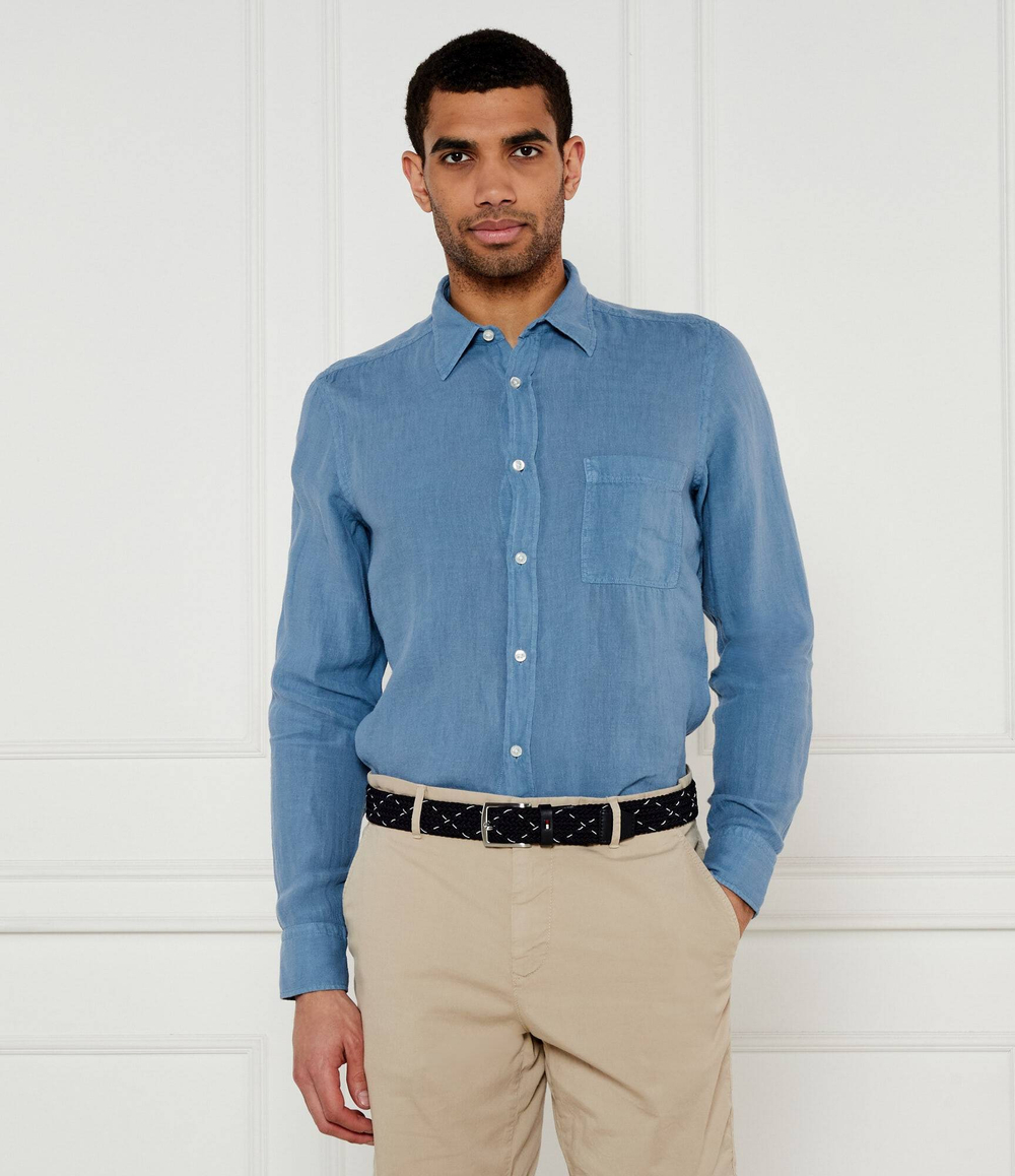 Льняная рубашка Relegant_6 BOSS ORANGE - голубой(50537381)